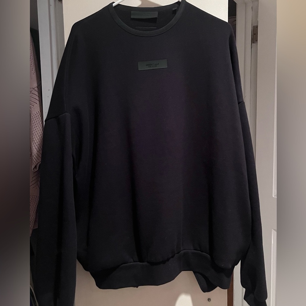 Essentials Men's Black Crewneck Sweater